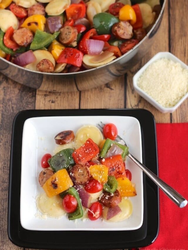 Cheesy Three-Pepper Ravioli with Italian Sausage Story