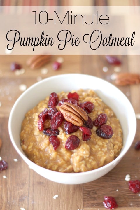 10-Minute Pumpkin Pie Oatmeal Recipe {www.TwoHealthyKitchens.com}