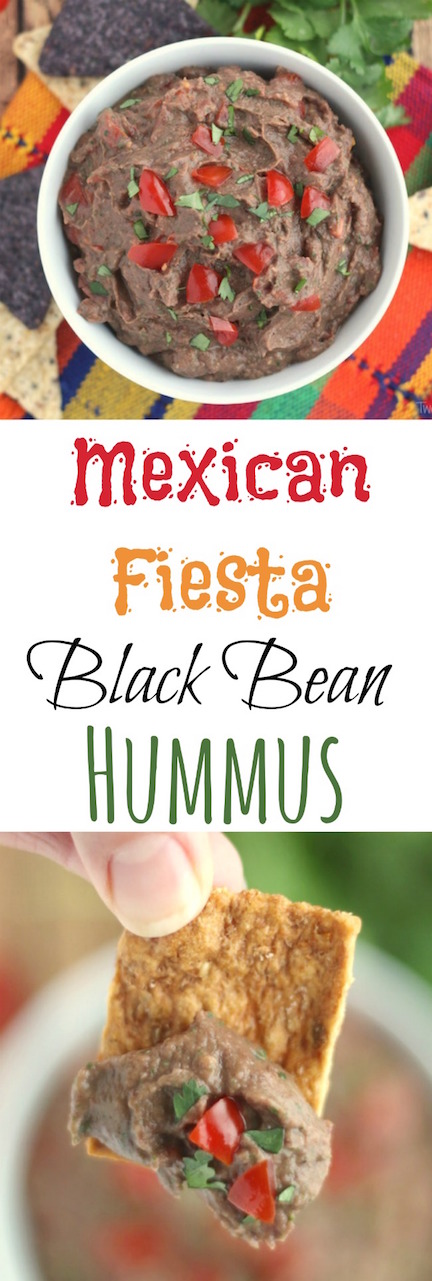 Mexican Fiesta Black Bean Hummus Recipe {www.TwoHealthyKitchens.com}