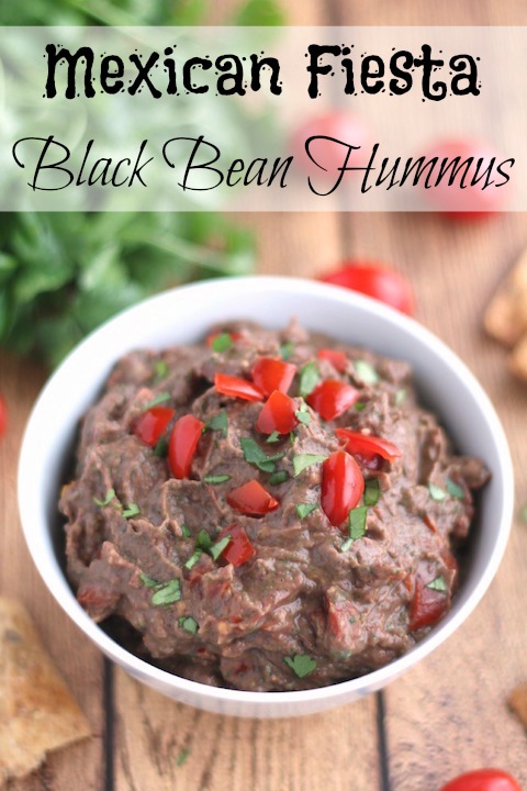 Mexican Fiesta Black Bean Hummus Recipe {www.TwoHealthyKitchens.com}
