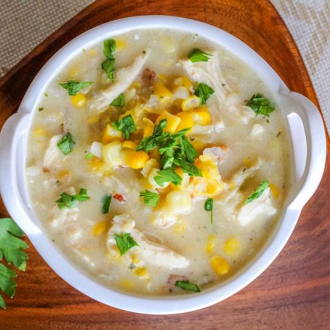 Crock Pot Corn Chowder with Chicken and Bacon | Two Healthy Kitchens