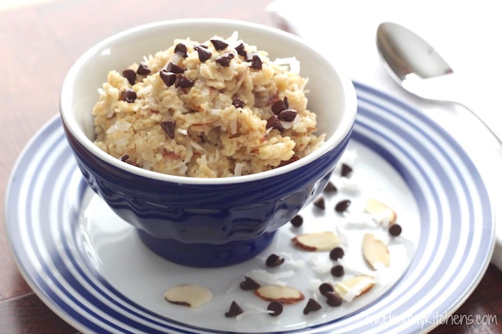 Almond Joy Oatmeal Recipe {www.TwoHealthyKitchens.com}