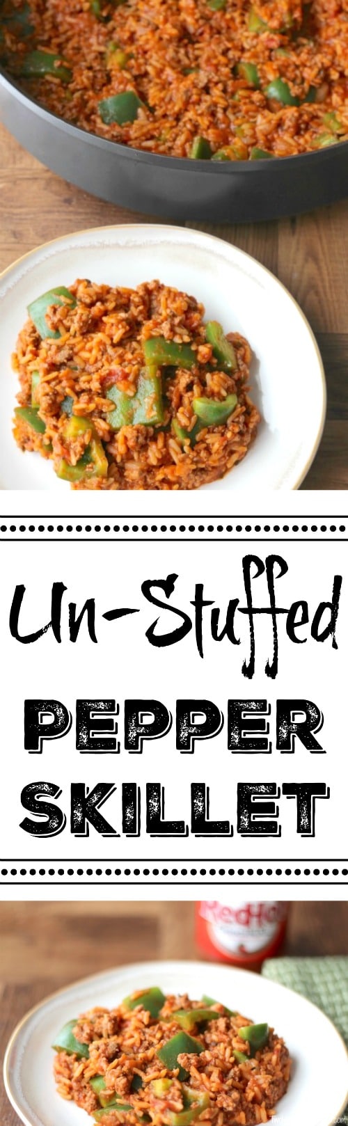 Un-Stuffed Green Pepper Skillet Recipe {www.TwoHealthyKitchens.com}