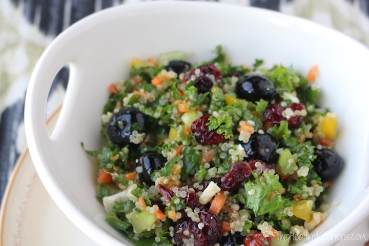 Kale Chopped Salad with Berries and Freekeh (or Quinoa) Recipe {Two Healthy Kitchens}