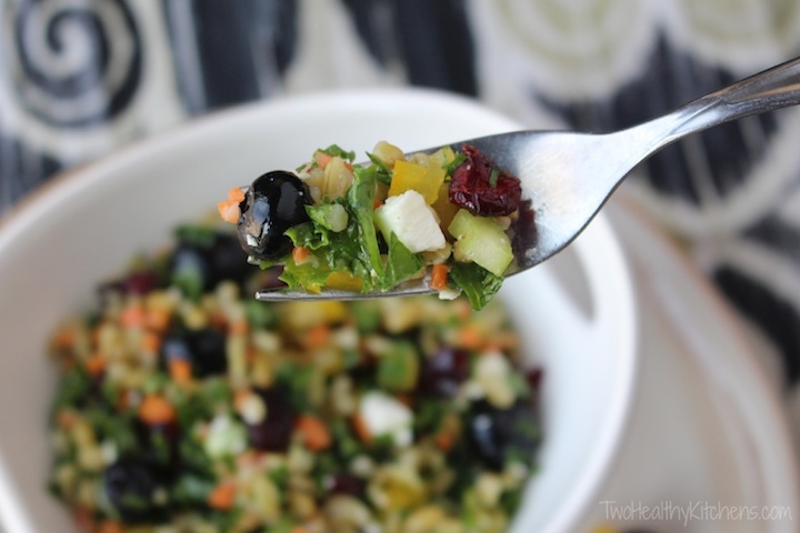 Kale Chopped Salad with Berries and Freekeh (or Quinoa) Recipe {Two Healthy Kitchens}