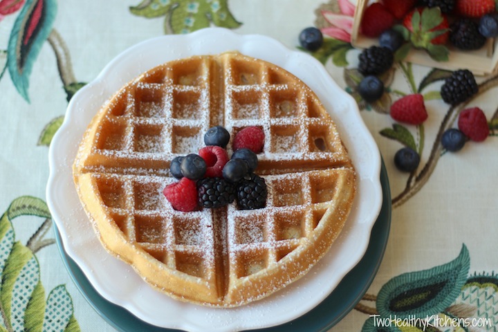 Mom's Best Whole Wheat Waffles Recipe {www.TwoHealthyKitchens.com}