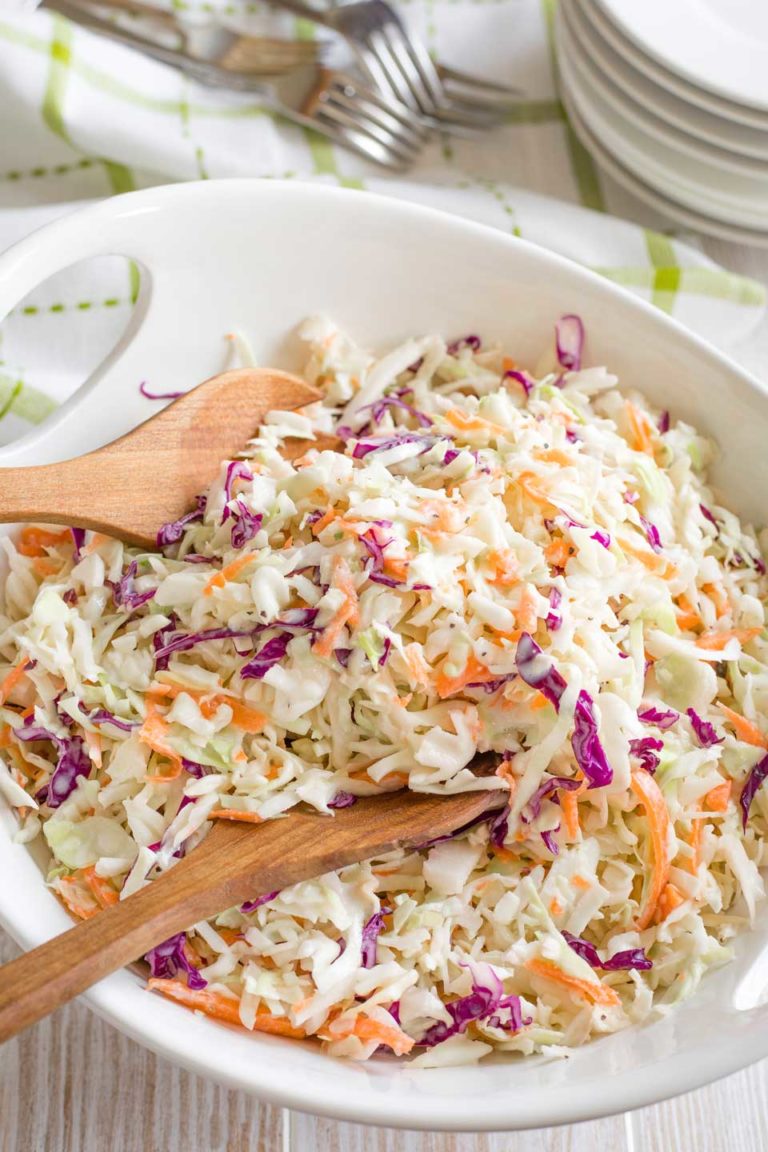 Healthy No Mayo Coleslaw | Two Healthy Kitchens
