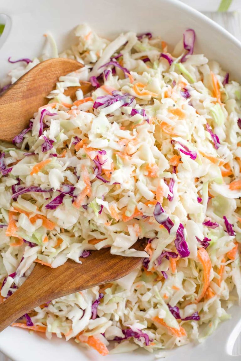Healthy No Mayo Coleslaw | Two Healthy Kitchens