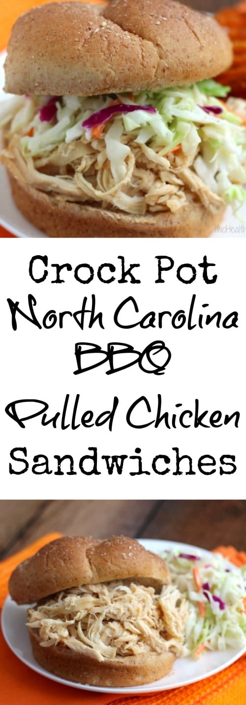Crock-Pot North Carolina BBQ Pulled Chicken Sandwiches Recipe {www.TwoHealthyKitchens.com}