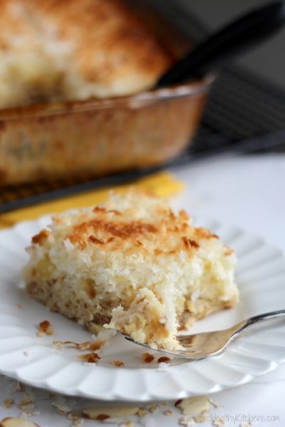 Easy Tropical Angel Food Cake with Pineapple and Toasted Coconut