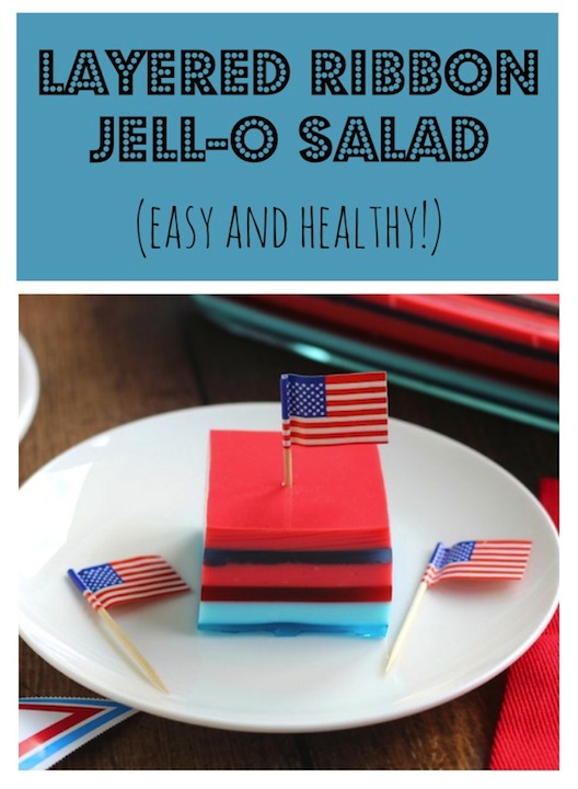 Layered Ribbon Jell-O Salad Recipe {www.TwoHealthyKitchens.com}