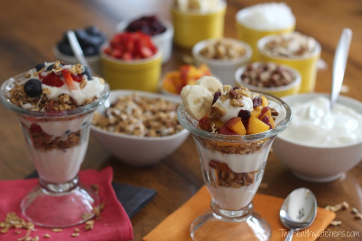 Healthy Yogurt Parfait Party Snacks Recipe {TwoHealthyKitchens.com}
