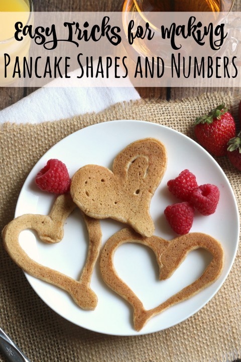 Easy Tricks for Making Pancake Shapes and Numbers {www.TwoHealthyKitchens.com}
