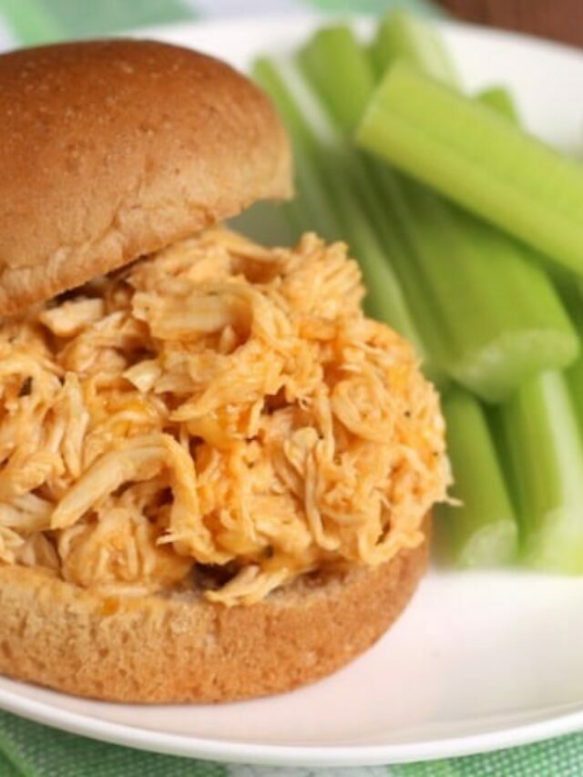 Healthy Crock-Pot Buffalo Chicken Sandwiches Story