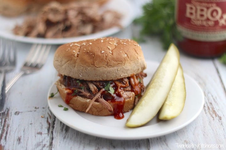Slow Cooker Island Pulled Pork Recipe {www.TwoHealthyKitchens.com}