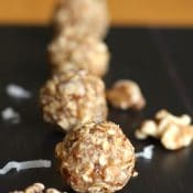 No-Bake Maple-Walnut Oatmeal Snack Bites Recipe {www.TwoHealthyKitchens.com}