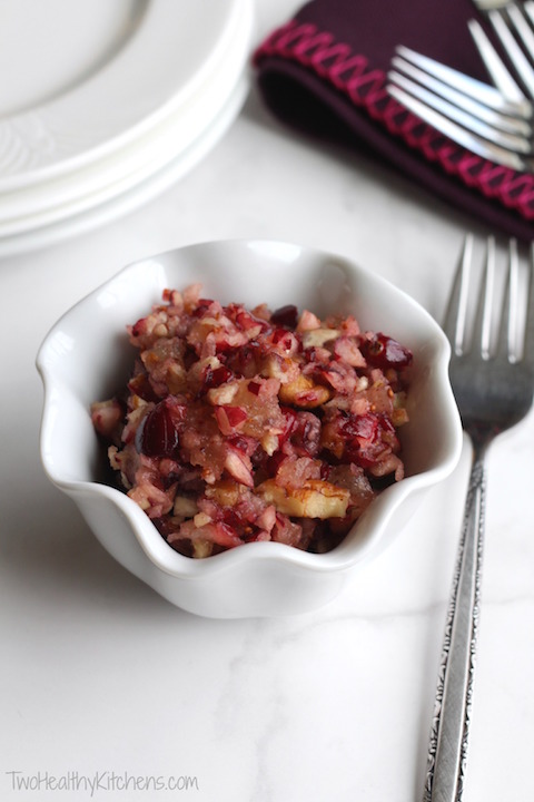 Easy Cranberry Sauce with Apples, Pecans and Pineapple Recipe (5 Minutes and No Cooking!) {www.TwoHealthyKitchens.com}