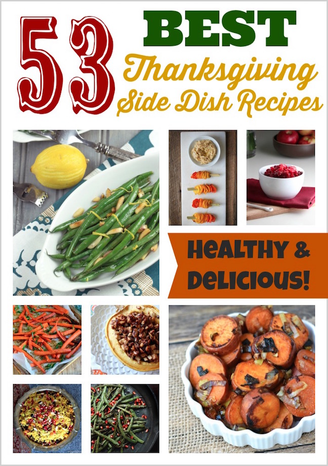 Pinnable collage of various Thanksgiving side dish recipes.