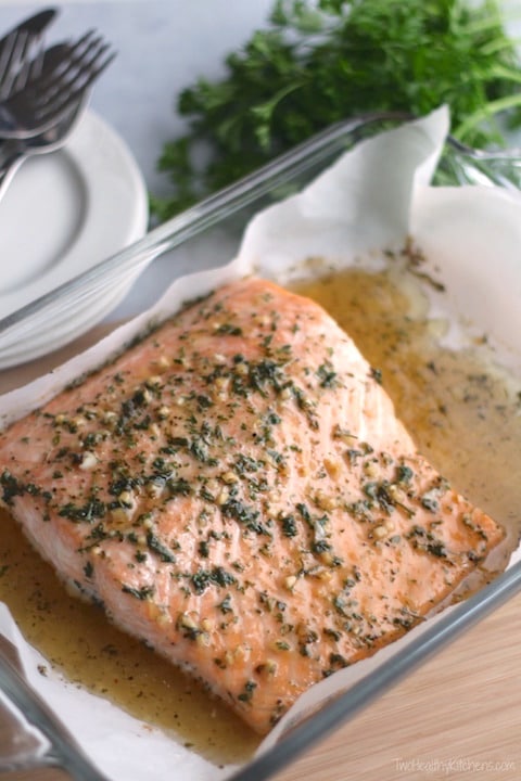 Easy Honey-Glazed Salmon Recipe {www.TwoHealthyKitchens.com}