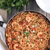 Super-Fast Herbed Mediterranean Shrimp Pasta