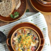 Crock Pot Southwestern Corn Chowder with Chicken and Green Chiles