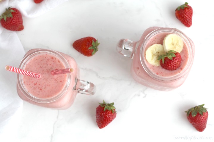 Classic Strawberry Banana Smoothie Recipe {Two Healthy Kitchens}