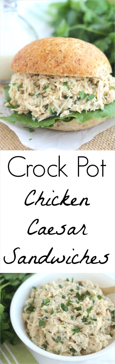 Crock Pot Chicken Caesar Sandwiches Recipe {Two Healthy Kitchens}