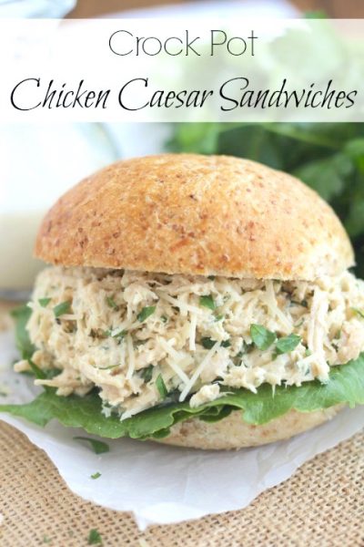 Crock-Pot Chicken Caesar Sandwiches - Two Healthy Kitchens