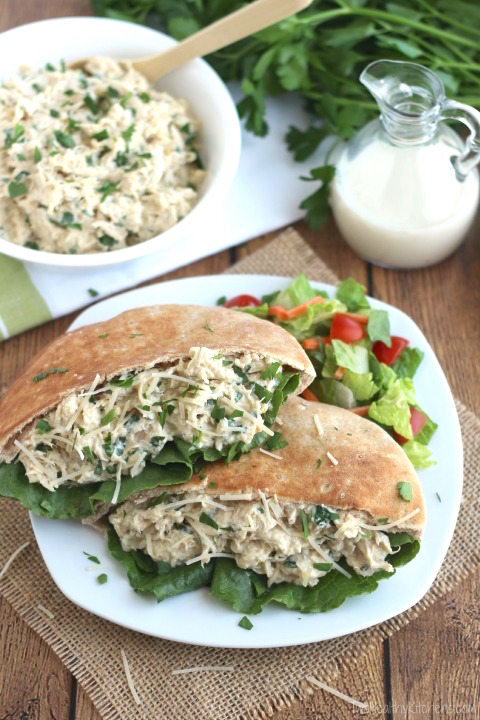 Crock Pot Chicken Caesar Sandwiches Recipe {Two Healthy Kitchens}
