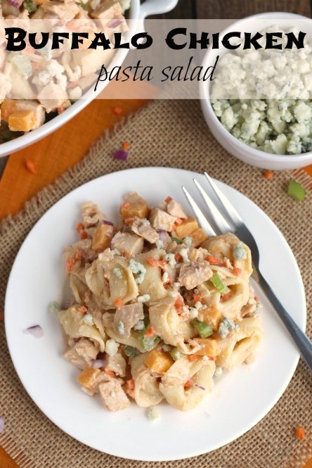 Buffalo Chicken Pasta Salad Recipe {www.TwoHealthyKitchens.com}