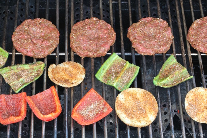 Easy Grilled Fajita Burgers with Guacamole Recipe {www.TwoHealthyKitchens.com}