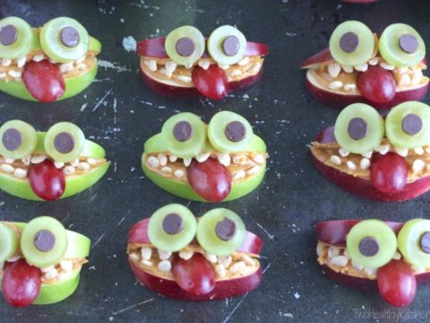 Apple Monsters A Nut Free Healthy Halloween Treat Two Healthy Kitchens