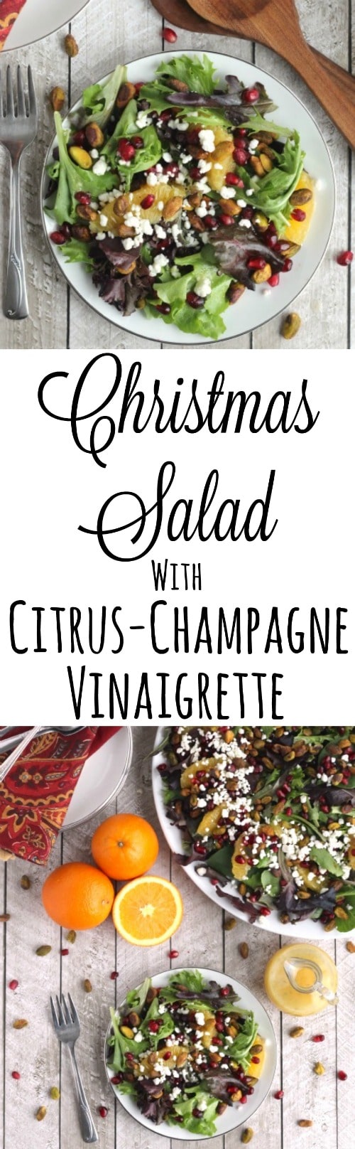 Christmas Salad with Citrus-Champagne Vinaigrette Recipe {www.TwoHealthyKitchens.com}