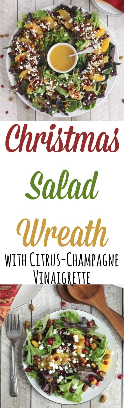 Christmas Salad with Citrus-Champagne Vinaigrette Recipe {www.TwoHealthyKitchens.com}