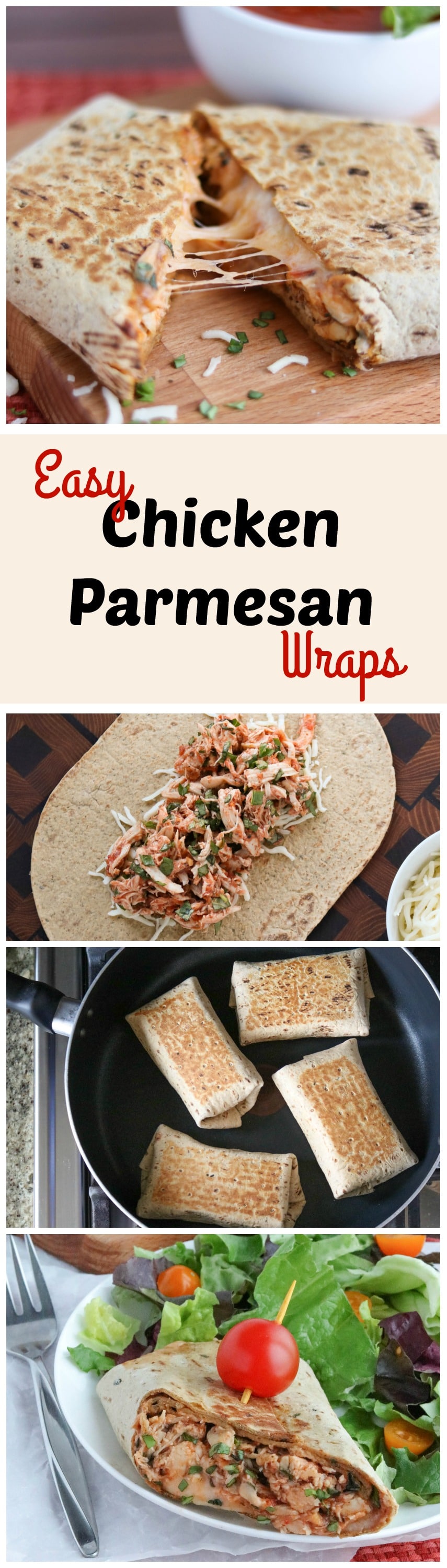 Easy Chicken Parmesan Wraps AD {www.TwoHealthyKitchens.com}