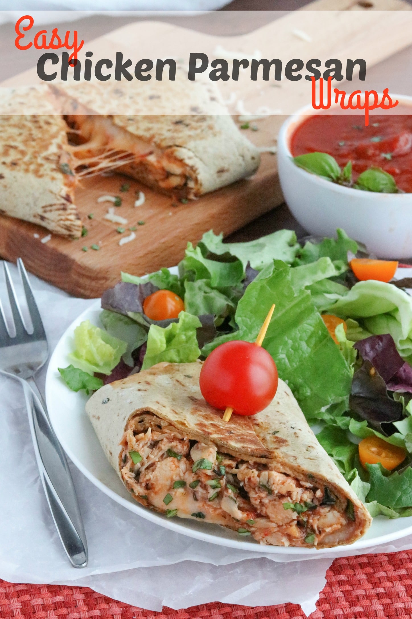 Easy Chicken Parmesan Wraps AD {www.TwoHealthyKitchens.com}