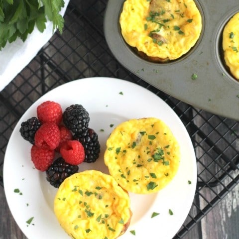 These gluten-free Mini Crustless Quiche Cups bake in just 15 minutes! A delicious, easy weekend brunch! Even better … they refrigerate and freeze beautifully, so they’re a perfect make-ahead breakfast recipe for busy mornings, too! | www.TwoHealthyKitchens.com
