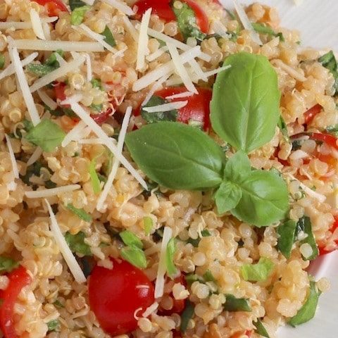Easy, Healthy Chicken Salad with Quinoa, Tomatoes, Lemon and Basil