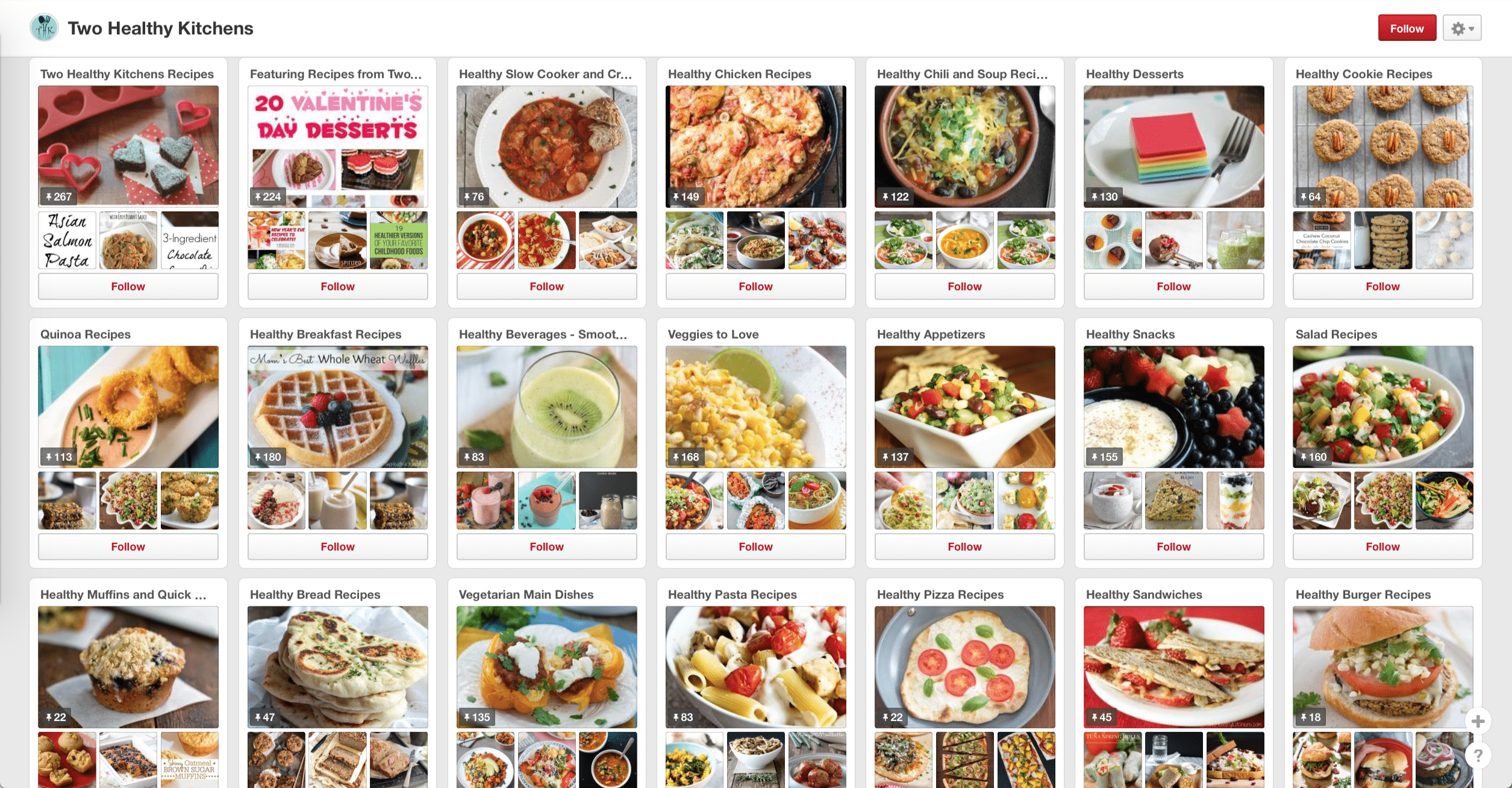 Screen shot example of how to organize Pinterest boards.