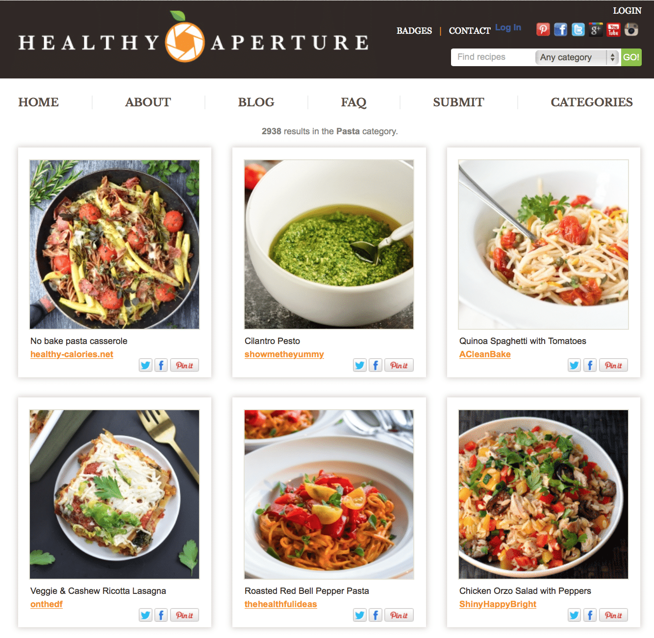 Screenshot of Healthy Aperture home page.