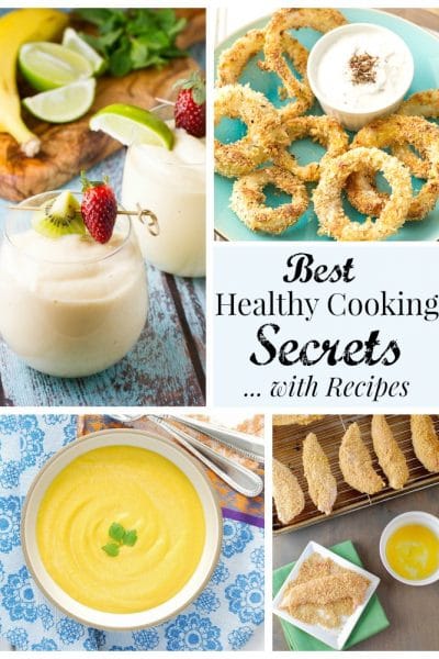 Collage of four recipe photos with text "Best Healthy Cooking Secrets ... with Recipes".
