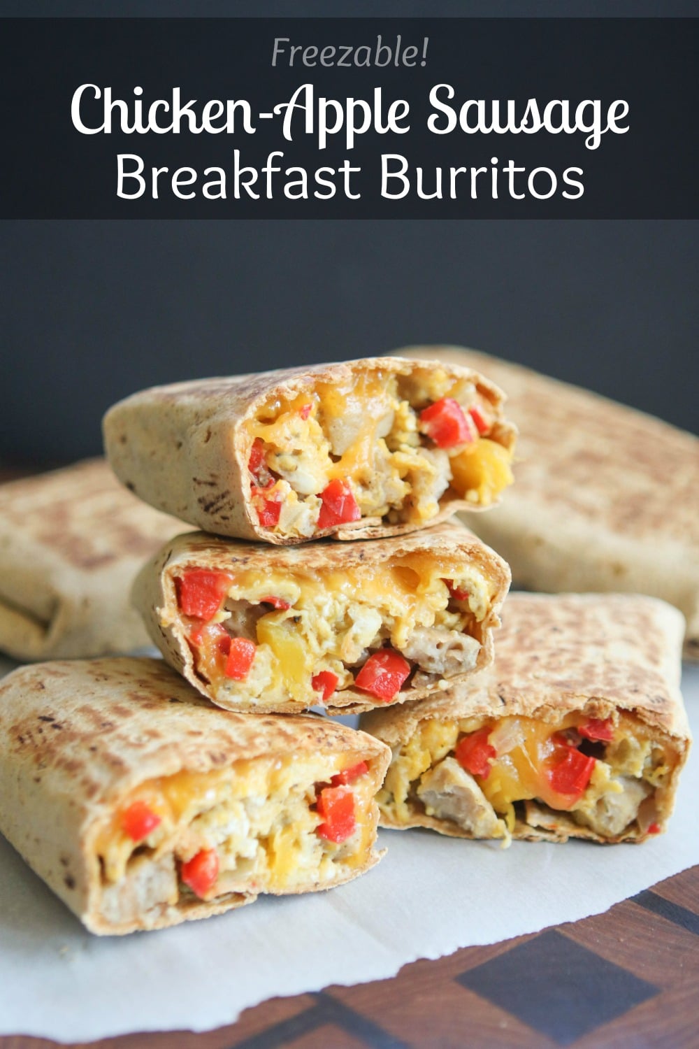 Stock your freezer for busy mornings! These freezable Chicken-Apple Sausage Breakfast Burritos are a make-ahead breakfast you'll actually look forward to! Bursting with big, satisfying flavors! They're crazy-delicious, hearty, and filled with great keep-you-fueled-up nutrition! AD | www.TwoHealthyKitchens.com