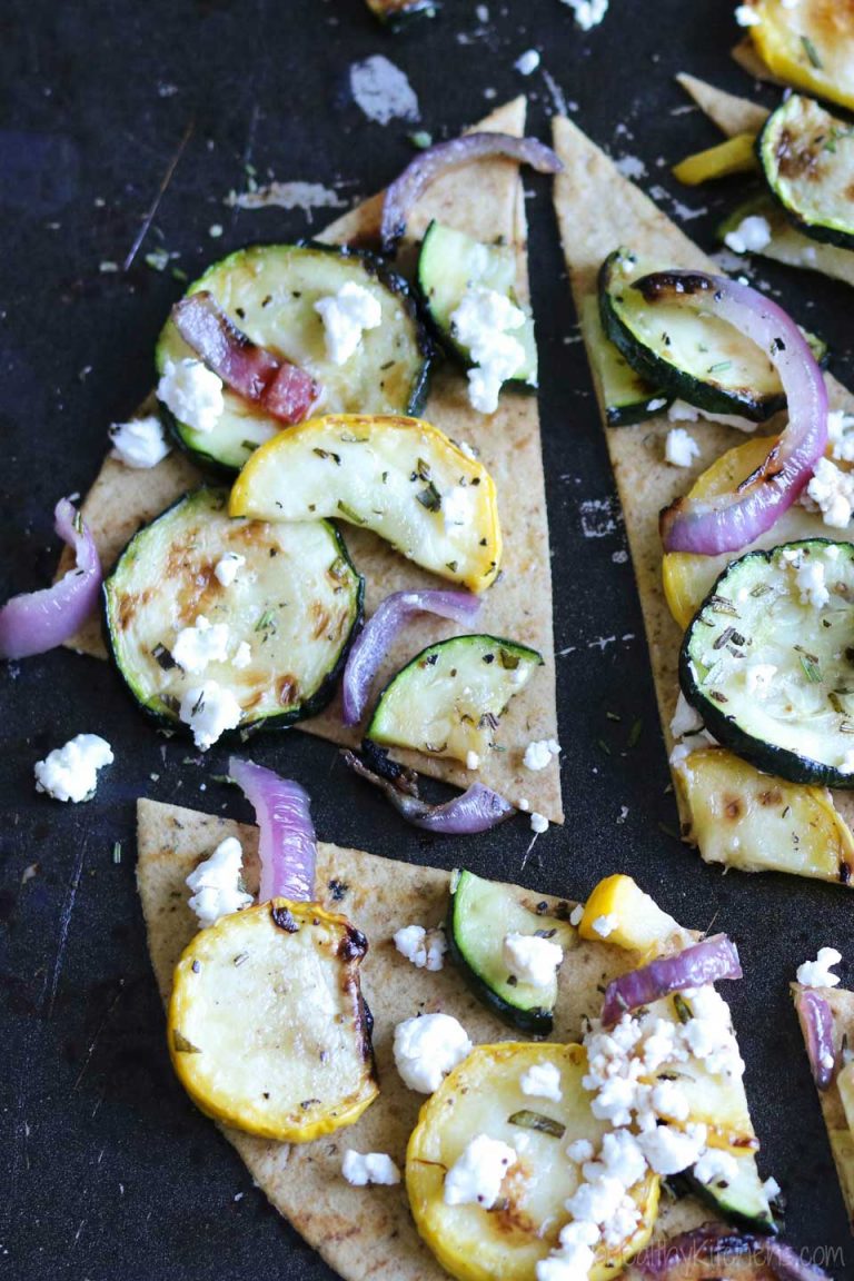 Grilled Zucchini Flatbread with Goat Cheese and Rosemary
