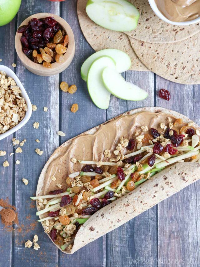 Apple-Peanut Butter Granola Crunch Sandwich Wraps Story