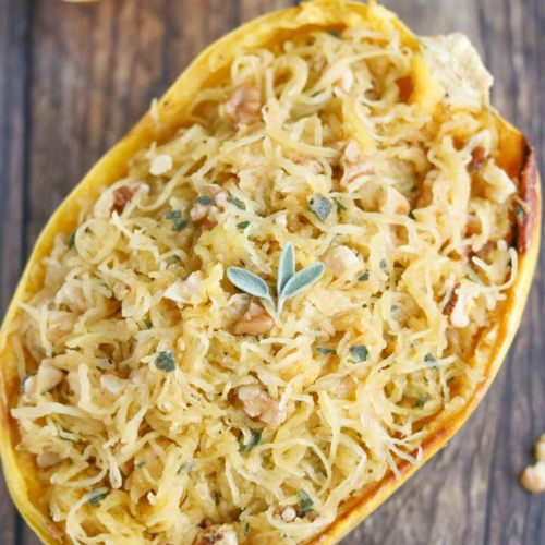 Microwave Spaghetti Squash with Sage-Browned Butter and Toasted Walnuts ...