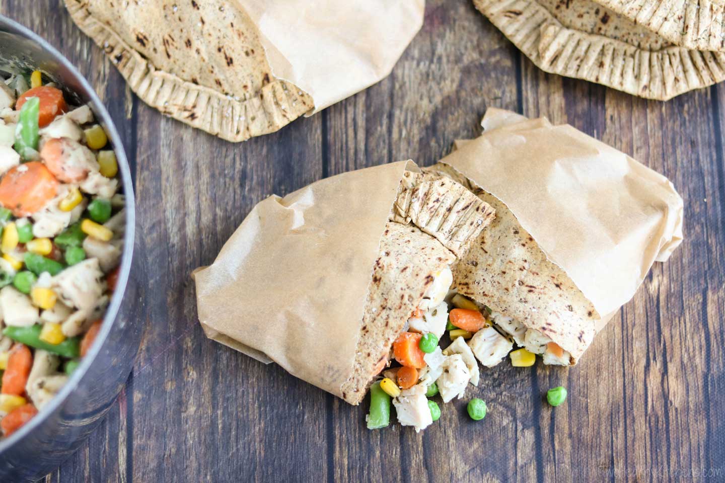 Hand pies make great grab-and-go meals! And our healthy Chicken Pot Pie Hand Pies are no exception! Loaded with tender white-meat chicken and lots of yummy veggies, plus lots of fiber and very little fat! This is an easy chicken pot pie recipe for all those busy nights!