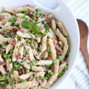 Lightened-Up Pasta with Peas and Bacon
