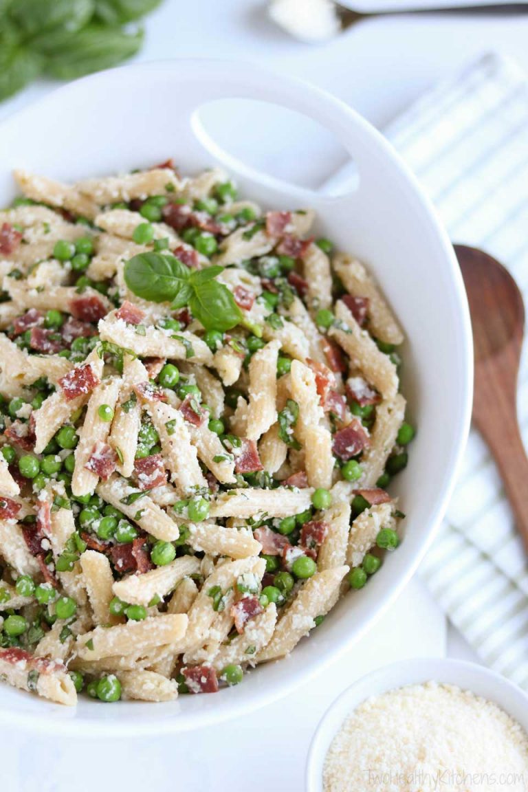 Lightened-Up Pasta with Peas and Bacon