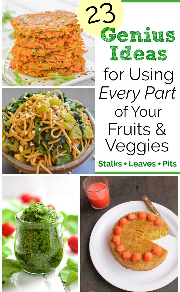 Fruit and vegetable peels, vegetable stems … even fruit pits … it’s all fair game with these creative recipes that turn fruit and vegetable scraps into delicious, healthy recipes!