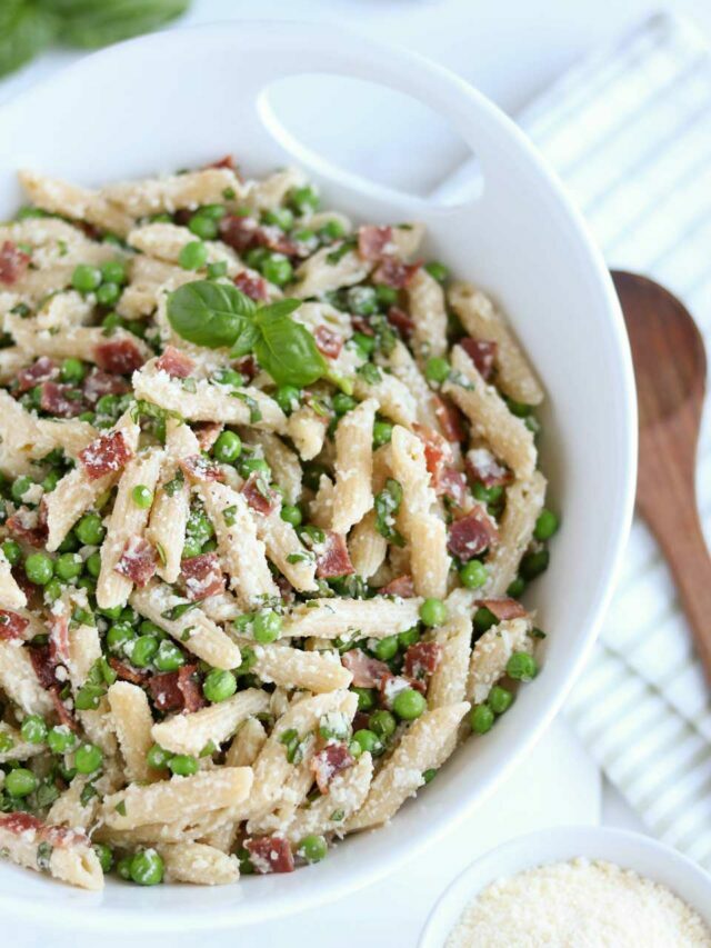 Lightened-Up Pasta with Peas and Bacon Story